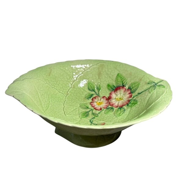 CarltonWare Bowl Handpainted Green Cabbage Flower Leaf 11" Australian Vintage - Picture 1 of 9